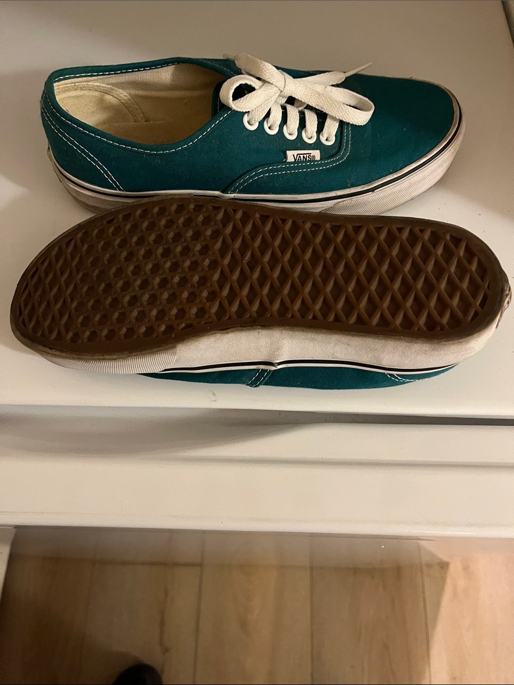 Vans Teal Canvas Low-Top Sneakers with White Laces - Picture 2 of 2